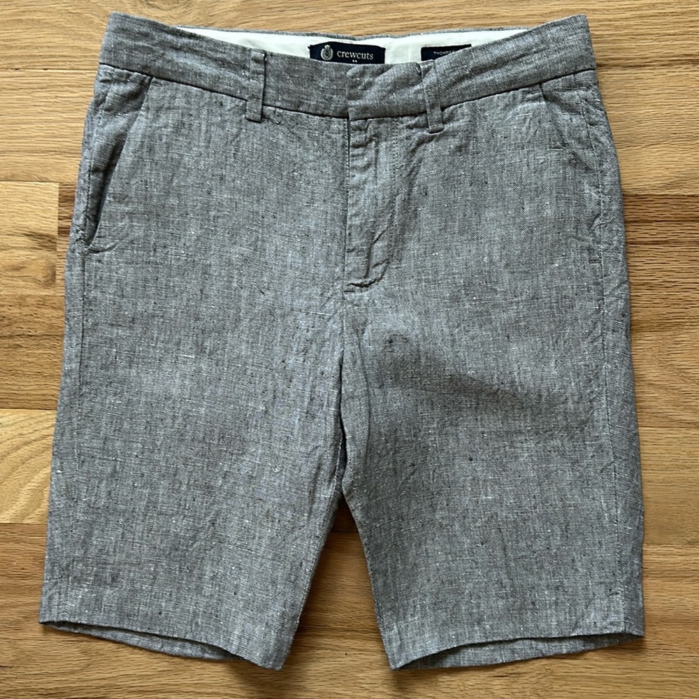 Crewcuts J. Crew gray 100% linen Thompson shorts boys size 10